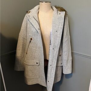NWT JCrew Women's Gray Hooded Coat Sz 12